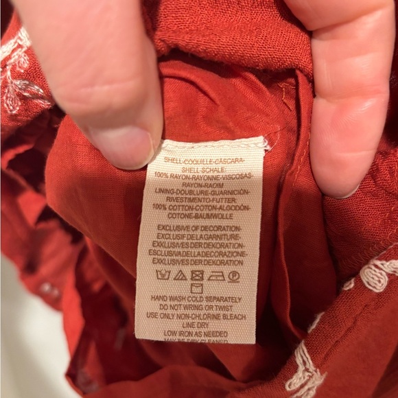 Free People Red Backless Embroidered Long Sleeve Tunic - S - Picture 3 of 3